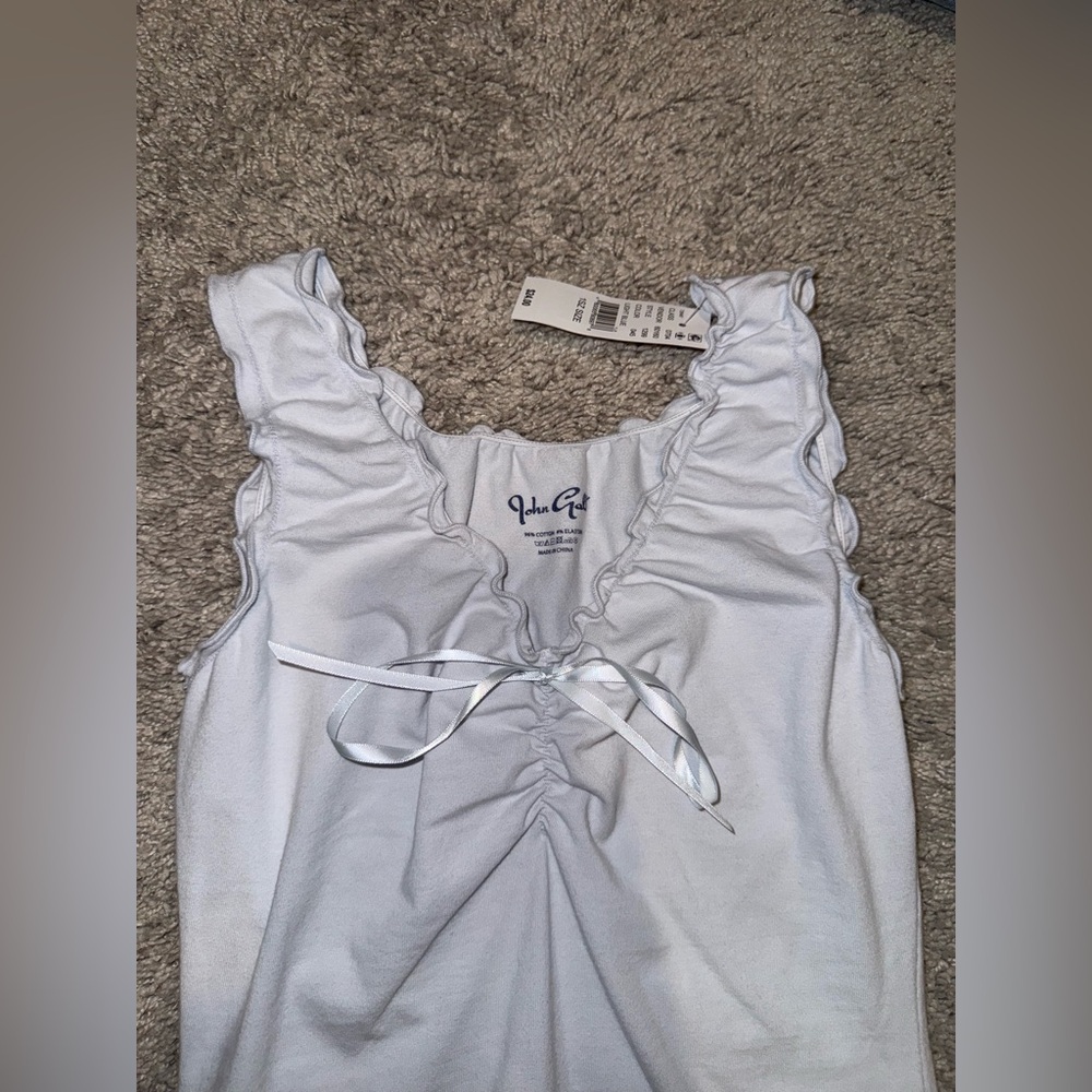 John Galt Light Blue Ruffle Tank Top